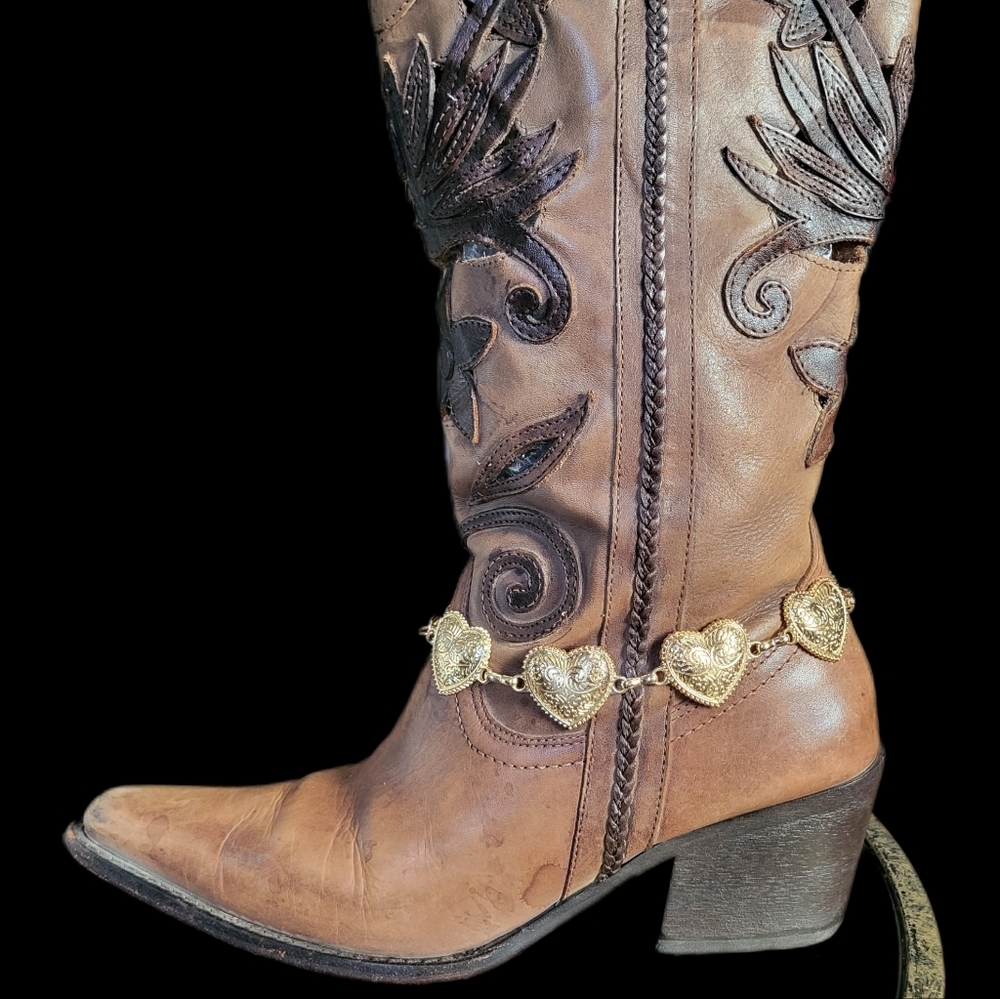 Western Cowboy Boots Chain Boot Jewelry Gold Heart Chain Southwestern Boot Chain